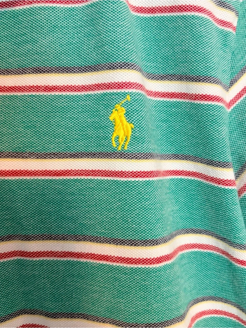 Polo Ralph Lauren Shirt Men Size M Short Sleeve Pony Striped Green